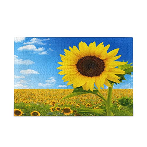 Mnsruu Sunny Sunflower Blossom Floral Flower Jigsaw Puzzle Freizeit Kreative Spiele 1000 Teile für Erwachsene Kinder Geschenk von Mnsruu