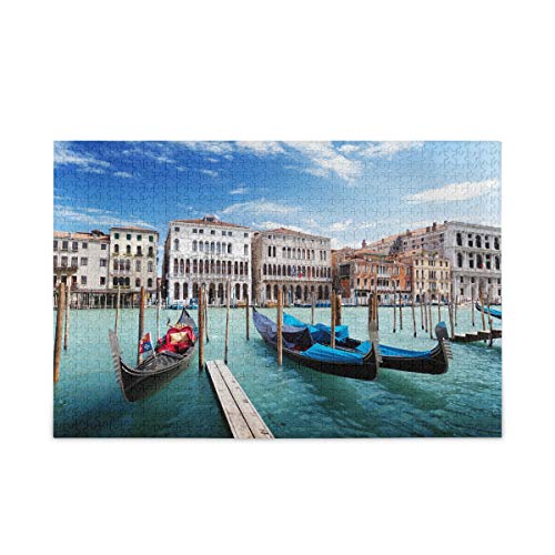 Mnsruu Venedig Italien Boot Wasser Puzzle Freizeit Kreative Spiele 1000 Teile für Erwachsene Kinder Geschenk von Mnsruu