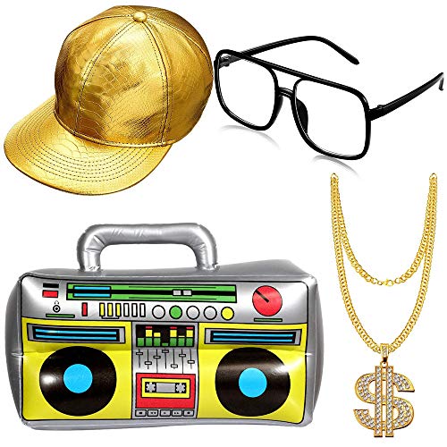 MoKu 4 Stück Set Hip-Hop Kostüm Set, Hip Hop Kostüm Golden Baseball Cap,Schaffen Sie Eine Hip-Hop-Atmosphäre Für Partys, Rap-Konzerte und andere outdoor-Aktivitäten MoKu 4 Stück Set Hip-Hop Kostüm Set, Hip Hop Kostüm Golden Baseball Cap,Schaffen Sie Eine Hip-Hop-Atmosphäre Für Partys, Rap-Konzerte und andere outdoor-Aktivitäten von MoKu