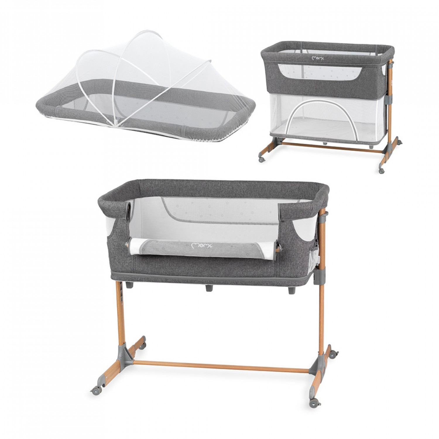 Culla Co-Sleeping MoMi Smart Bed 4 IN 1 Grigio von MoMi