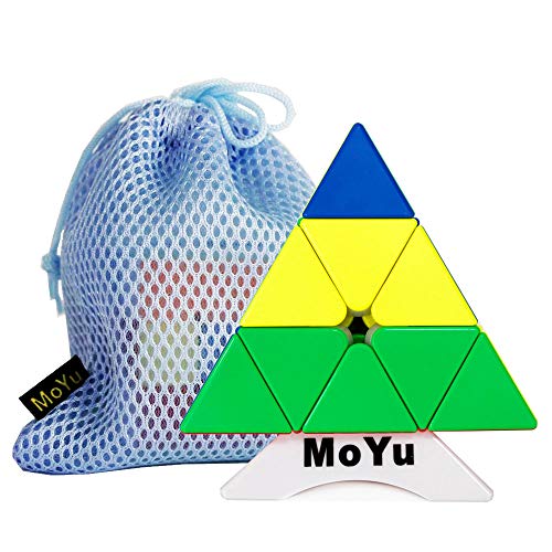 OJIN Moyu MoFang JiaoShi Meilong Pyraminx M 3x3x3 Pyraminx M Pyraminx Würfel Pyramide Puzzle Dreieck Vierachsiger Tetraederwürfel mit einem Würfelstativ und Einer Würfeltasche (Mehrfarbig) von MoYu