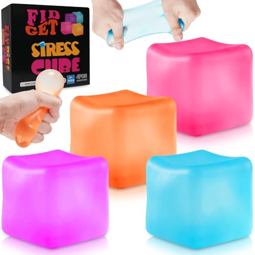 4 Stück Antistressbälle, Schöne Farben Stressball, Fidgt Cube Anti Stress Spielzeug, Sugar Ball Stress Ball Quetschball, Stressabbau Erwachsene und Stressball Kinder von MoZkkiz