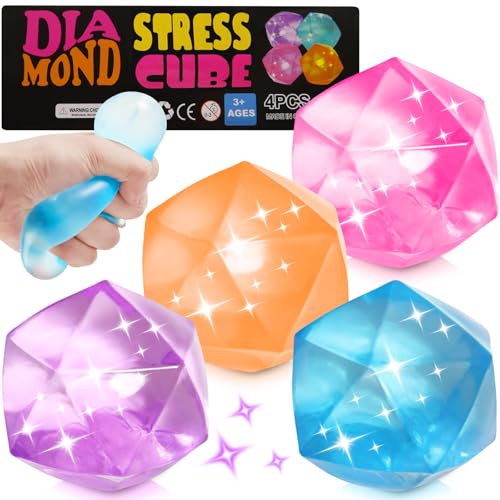 4Pcs Antistressball Kinder und Erwachsene, Diamonds Squeeze Squishy Anti Stress Bälle, Stressbälle Fidget Toy Stressabbau, Antistress Quetschball Sensorische Stressball Sugar Ball Stress Spielzeug von MoZkkiz