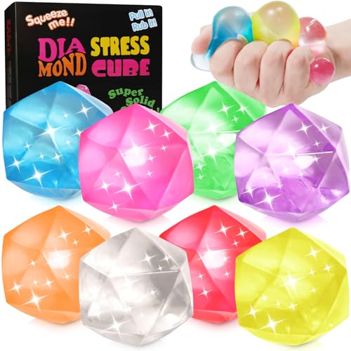 8 Stück Antistressball Kinder und Erwachsene, Diamonds Squeeze Stressbälle Fidget Toys, Squishy Anti Stress Bälle Stressabbau, Antistress Quetschball Sensorische Stressball Sugar Ball Spielzeug von MoZkkiz