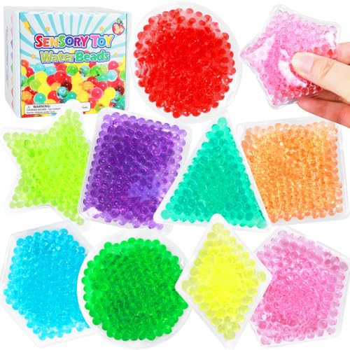 9 Stück Water Beads Anti Stress Bälle Stressball Erwachsene Kinder, Kühlkissen für Kinder Erwachsene, Kühlpads Kinder Stress Bälle, Quetschball Antistress Spielzeug, , Wasserperlen für Kinder von MoZkkiz