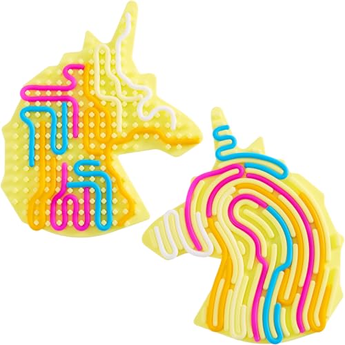 Einhorn Sensorik Activity Board, Unicorn Fidget Toy Sensory Play Tray Autismus Spielzeug, With Travel Bag & 12 Strings, Doppelseitiges Sensorisches Spielzeug Activity Board für Kinder(Zufällige Farbe) von MoZkkiz