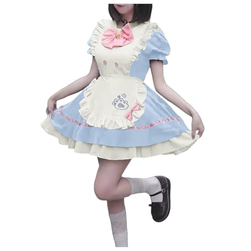 Damen Anime French Maid Dress Slim Fit Dienstmädchen Kostüm Faschingskostüme Oktoberfest Casual Regular Halloween Kostüm Weihnachten Halloween Kawaii Freizeit Cosplay Kleid Anime Maid Für Halloween von Mobanna