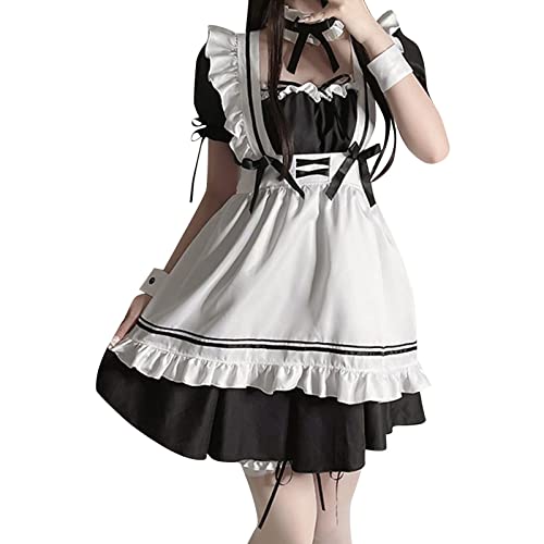 French Maid Dress Damen Freizeit Weihnachten Halloween Klassisches Kostüm Regular Fit Klassisches Casual Anime Maid Halloween Kostüm Kawaii Niedliche Dienstmädchen Kostüm Maid Kostüm Für Halloween von Mobanna