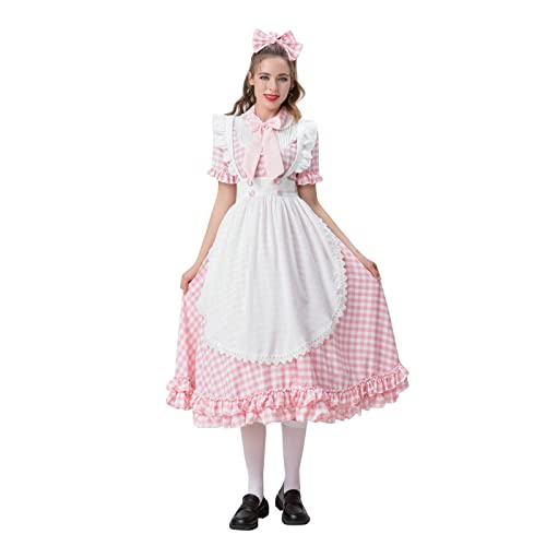 Mobanna Anime French Maid Dress Damen Casual Cosplay Kleid Halloween Kostüm Regular Fit Slim Maid Outfit Anime Maid Oktoberfest Kawaii Dienstmädchen Kostüm Weihnachten Halloween Für Halloween von Mobanna