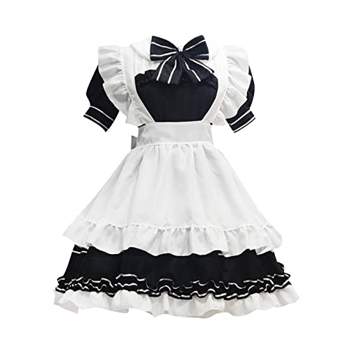 Mobanna Anime French Maid Dress Damen Kawaii Niedliche Maid Halloween Kostüm Slim Fit Für Halloween Casual Maid Outfit Faschingskostüme Klassisches Freizeit Maid Kostüm Anime Maid Für Halloween von Mobanna