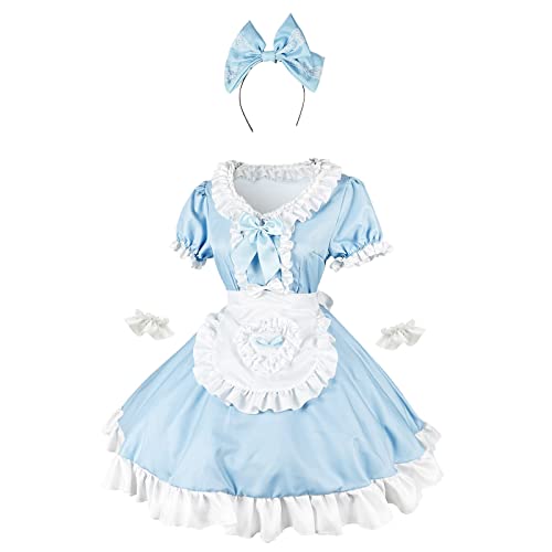 Mobanna Anime French Maid Dress Damen Oktoberfest Für Halloween Halloween Kostüm Klassisches Kawaii Cosplay Weihnachten Halloween Maid Outfit Niedliche Regular Fit Maid Kostüm Für Halloween von Mobanna