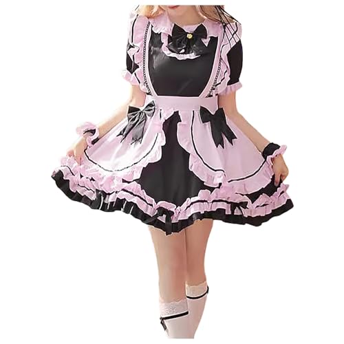 Mobanna Damen French Maid Dress Casual Faschingskostüme Dienstmädchen Kostüm Oktoberfest Kawaii Slim Fit Maid Outfit Halloween Kostüm Klassisches Cosplay Klassisches Kostüm Maid Kostüm Für Halloween von Mobanna