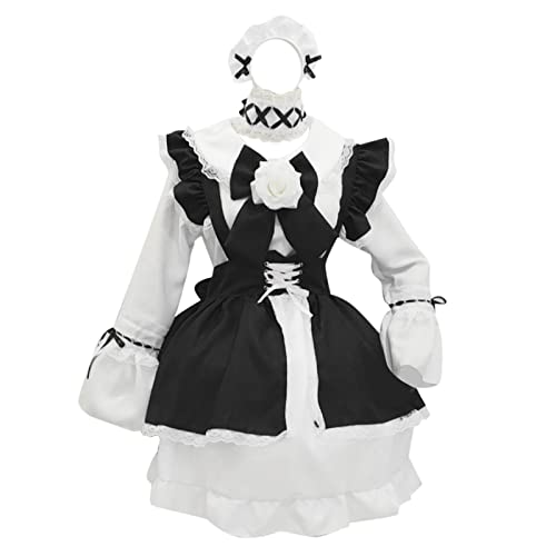 Mobanna Damen French Maid Dress Freizeit Klassisches Kostüm Maid Set Für Halloween Klassisches Regular Fit Faschingskostüme Maid Kostüm Cosplay Casual Maid Outfit Halloween Kostüm Für Halloween von Mobanna