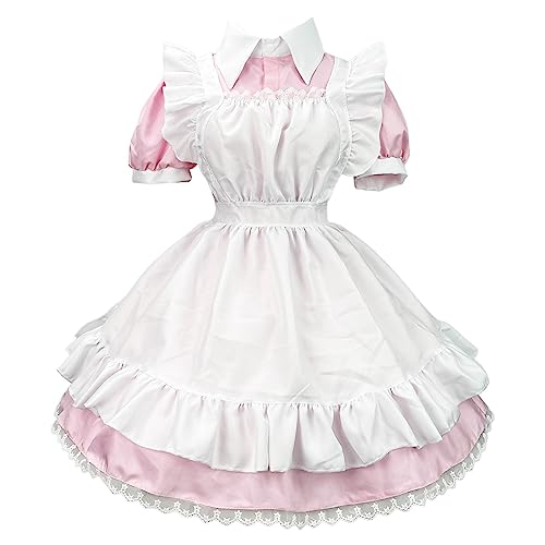 Mobanna Damen French Maid Dress Freizeit Maid Set Cosplay Kleid Kawaii Slim Fit Regular Halloween Kostüm Maid Kostüm Niedliche Für Halloween Klassisches Kostüm Faschingskostüme Für Halloween von Mobanna