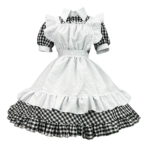 Mobanna Damen French Maid Dress Kawaii Maid Kostüm Maid Set Slim Fit Klassisches Niedliche Halloween Kostüm Maid Outfit Regular Für Halloween Weihnachten Halloween Klassisches Kostüm Für Halloween von Mobanna