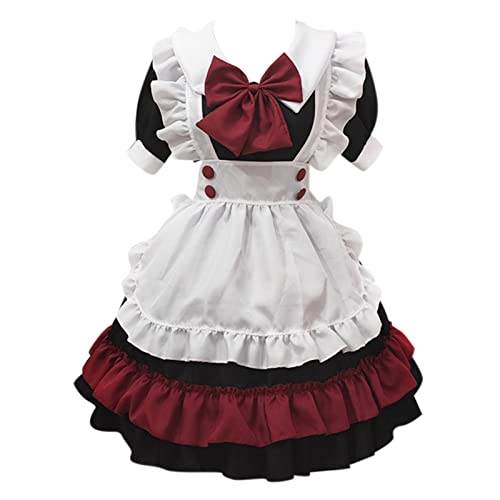 Mobanna Damen French Maid Dress Slim Fit Cosplay Kleid Maid Set Kawaii Für Halloween Klassisches Anime Maid Maid Kostüm Freizeit Niedliche Niedliche Maid Halloween Kostüm Für Halloween von Mobanna