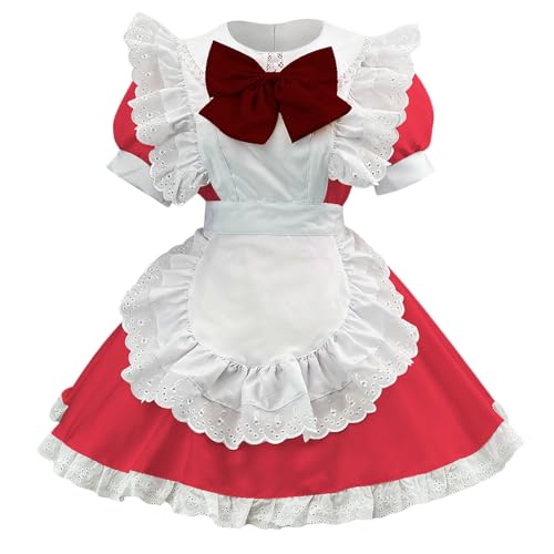 Mobanna Damen French Maid Dress Slim Fit Klassisches Kostüm Weihnachten Halloween Regular Klassisches Cosplay Maid Outfit Niedliche Für Halloween Anime Maid Dienstmädchen Kostüm Für Halloween von Mobanna