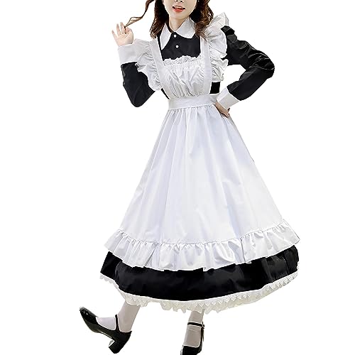 Mobanna Dienstmädchen Kostüm, Maid Dress Cosplay Anime Kostüm Dienstmädchen Mit Schürze Kopfschmuck French Maid Hausmädchen Sissy Outfit Zimmermädchen Schwarz XL von Mobanna