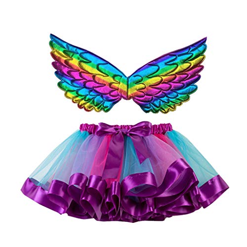 Mobanna Faschingskostüme Kinder Mädchen Feenflügel Feen Kostüm - Karneval Schmetterlingsflügel Prinzessin Tutu Tüllrock Set Vogel Kleinkind Schmetterling Mit Rock Cosplay von Mobanna