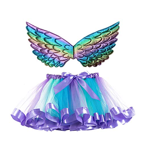 Mobanna Faschingskostüme Kinder Mädchen Feenflügel Feen Kostüm - Karneval Schmetterlingsflügel Prinzessin Tutu Tüllrock Set Vogel Kleinkind Schmetterling Mit Rock Cosplay von Mobanna