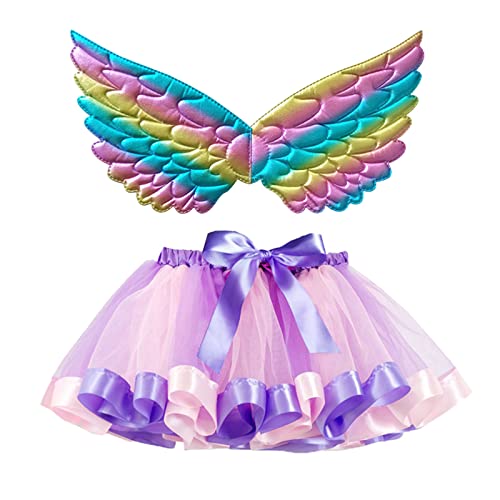 Mobanna Faschingskostüme Kinder Mädchen Feenflügel Schmetterling Kostüm - Verkleidung Mit Tüllrock Flügel Prinzessin Butterfly Costume Tutu Rock Karneval Fasching Cosplay von Mobanna