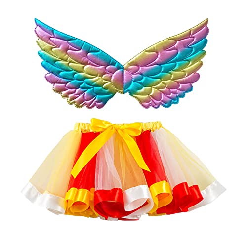 Mobanna Faschingskostüme Kinder Mädchen Feenflügel Schmetterling Kostüm - Verkleidung Mit Tüllrock Flügel Prinzessin Butterfly Costume Tutu Rock Karneval Fasching Cosplay von Mobanna