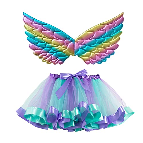 Mobanna Faschingskostüme Kinder Mädchen Feenflügel Schmetterling Kostüm - Verkleidung Mit Tüllrock Flügel Prinzessin Butterfly Costume Tutu Rock Karneval Fasching Cosplay von Mobanna