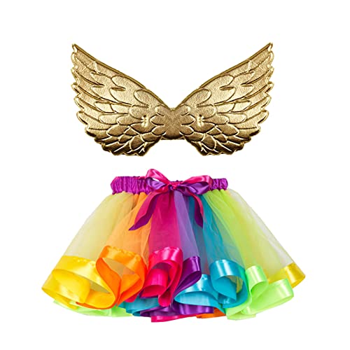 Mobanna Faschingskostüme Kinder Mädchen Feenflügel Schmetterling Kostüm - Verkleidung Mit Tüllrock Flügel Prinzessin Marienkäfer Vogel Halloween Karneval Fasching Cosplay von Mobanna