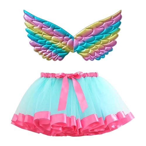 Mobanna Faschingskostüme Kinder Mädchen Prinzessin Feen Kostüm - Flügel Schmetterling Schmetterlingsflügel Mit Tutu Rock Feenflügel Und Tüllrock Set Für Fasching Karneval von Mobanna