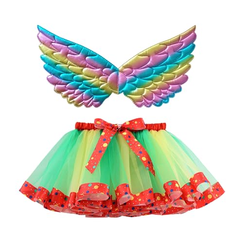 Mobanna Faschingskostüme Kinder Mädchen Prinzessin Feen Kostüm - Marienkäfer Schmetterlingsflügel Tutu Tüllrock Feenflügel Set Verkleidung Vogel Und Für Fasching Karneval von Mobanna