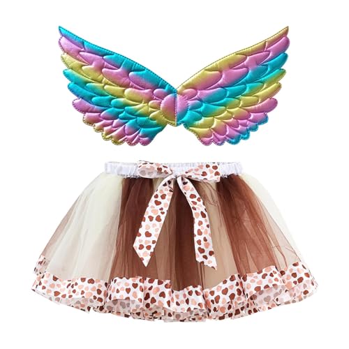 Mobanna Faschingskostüme Kinder Mädchen Prinzessin Feen Kostüm - Marienkäfer Schmetterlingsflügel Tutu Tüllrock Feenflügel Set Verkleidung Vogel Und Für Fasching Karneval von Mobanna