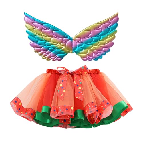 Mobanna Faschingskostüme Kinder Mädchen Prinzessin Feen Kostüm - Marienkäfer Schmetterlingsflügel Tutu Tüllrock Feenflügel Set Verkleidung Vogel Und Für Fasching Karneval von Mobanna