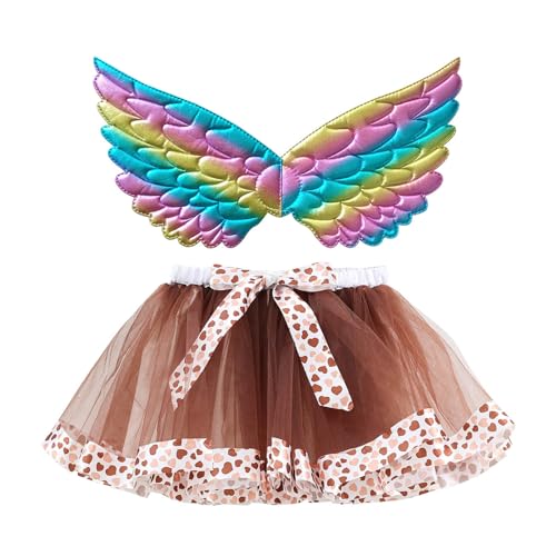 Mobanna Faschingskostüme Kinder Mädchen Prinzessin Feen Kostüm - Marienkäfer Schmetterlingsflügel Tutu Tüllrock Feenflügel Set Verkleidung Vogel Und Für Fasching Karneval von Mobanna