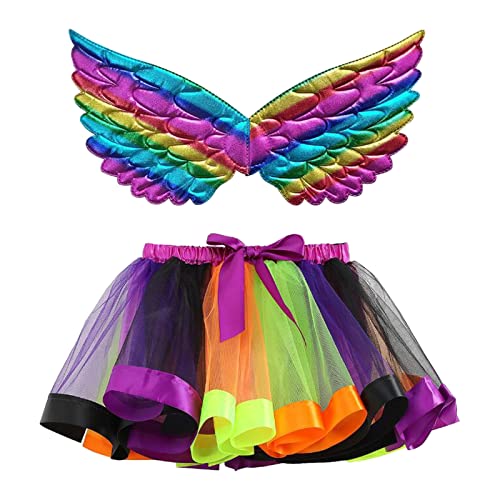 Mobanna Faschingskostüme Kinder Mädchen Prinzessin Schmetterling Kostüm - Feenflügel Mit Tüllrock Flügel Butterfly Costume Verkleidung Halloween Karneval Fasching Cosplay von Mobanna