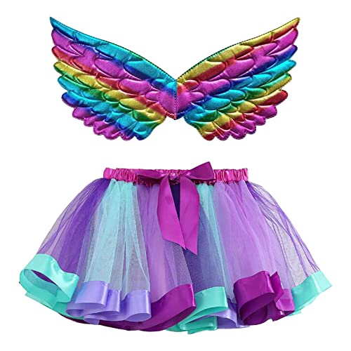 Mobanna Faschingskostüme Kinder Mädchen Prinzessin Schmetterling Kostüm - Feenflügel Mit Tüllrock Flügel Butterfly Costume Verkleidung Halloween Karneval Fasching Cosplay von Mobanna