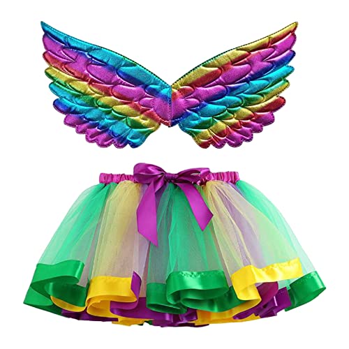 Mobanna Faschingskostüme Kinder Mädchen Prinzessin Schmetterling Kostüm - Flügel Tüllrock Schmetterlingsflügel Feenflügel Verkleidung Vogel Mit Tutu Rock Karneval Cosplay von Mobanna