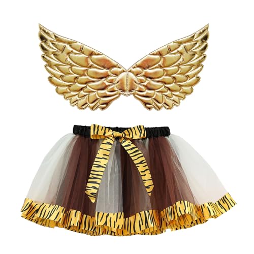 Mobanna Faschingskostüme Kinder Mädchen Prinzessin Schmetterling Kostüm - Verkleidung Mit Tüllrock Flügel Feenflügel Butterfly Costume Karneval Halloween Fasching Cosplay von Mobanna