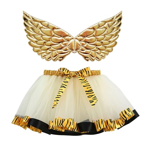 Mobanna Faschingskostüme Kinder Mädchen Prinzessin Schmetterling Kostüm - Verkleidung Mit Tüllrock Flügel Feenflügel Butterfly Costume Karneval Halloween Fasching Cosplay von Mobanna