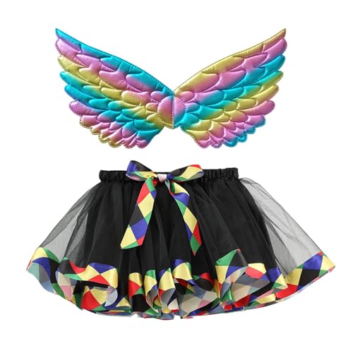 Mobanna Feen Kostüm Kinder Mädchen Feenflügel Schmetterling - Butterfly Costume Schmetterlingsflügel Mit Tutu Rock Prinzessin Kleinkind Tüllrock Karneval Fasching Cosplay von Mobanna