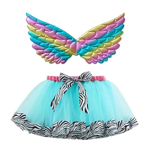 Mobanna Feen Kostüm Kinder Mädchen Feenflügel Schmetterling - Flügel Schmetterlingsflügel Mit Tüllrock Fairy Wings Prinzessin Butterfly Costume Tutu Rock Karneval Cosplay von Mobanna