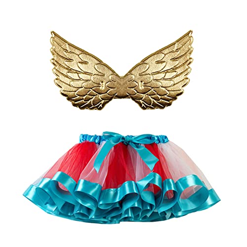 Mobanna Feen Kostüm Kinder Mädchen Prinzessin Schmetterling - Kleinkind Schmetterlingsflügel Tutu Tüllrock Feenflügel Set Marienkäfer Regenbogen Mit Rock Karneval Cosplay von Mobanna