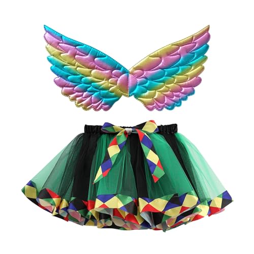 Mobanna Feen Kostüm Kinder Mädchen Prinzessin Schmetterling - Schmetterlingsflügel Tutu Tüllrock Feenflügel Set Verkleidung Vogel Für Fasching Karneval Halloween Dress Up von Mobanna