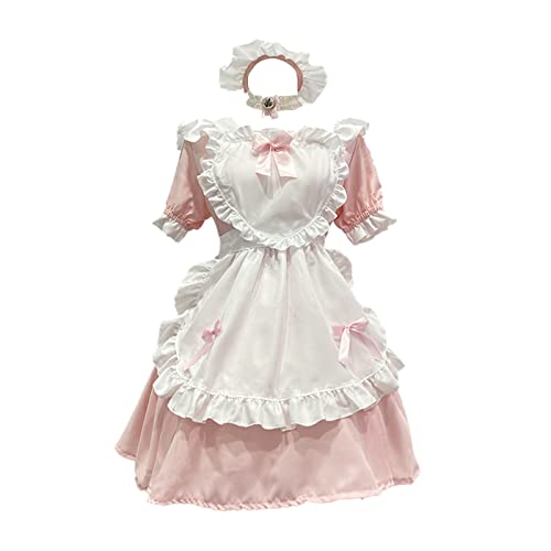 Mobanna French Maid Dress Damen Regular Fit Cosplay Kleid Maid Outfit Für Halloween Slim Kawaii Halloween Kostüm Maid Set Oktoberfest Weihnachten Halloween Klassisches Kostüm Für Halloween von Mobanna