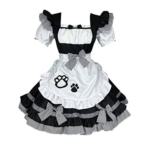 Mobanna French Maid Dress Damen Regular Fit Weihnachten Halloween Maid Set Kawaii Slim Niedliche Klassisches Kostüm Maid Kostüm Klassisches Oktoberfest Anime Maid Maid Outfit Für Halloween von Mobanna