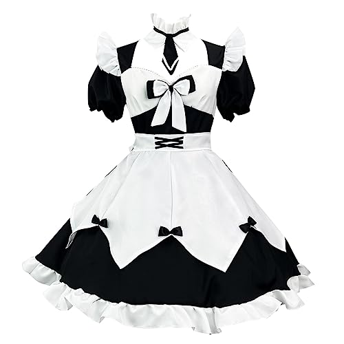 Mobanna French Maid Dress Damen Slim Fit Faschingskostüme Weihnachten Halloween Kawaii Oktoberfest Klassisches Maid Set Maid Outfit Für Halloween Cosplay Anime Maid Niedliche Maid Für Halloween von Mobanna