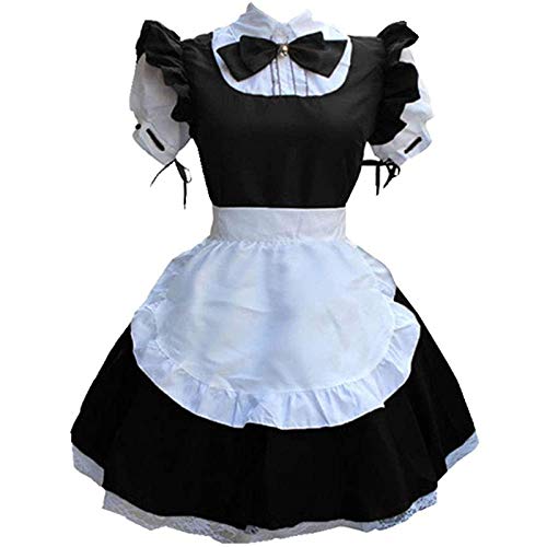 Mobanna Hausmädchen Kostüm, Maid Dress Cosplay Anime Kostüm Dienstmädchen Mit Schürze Kopfschmuck French Maid Hausmädchen Sissy Outfit Zimmermädchen Schwarz XL von Mobanna