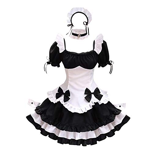 Mobanna Kawaii Dress, Maid Outfit Cosplay Anime Kostüm Dienstmädchen French Maid Mit Schürze Kopfschmuck Hausmädchen Sissy Zimmermädchen Dress Weiss S von Mobanna