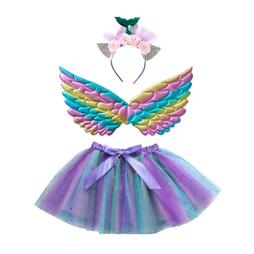 Mobanna Schmetterling Kostüm Kinder Mädchen Prinzessin Feen - Verkleidung Schmetterlingsflügel Mit Tutu Rock Feenflügel Kleinkind Für Fasching Karneval Halloween Dress Up von Mobanna