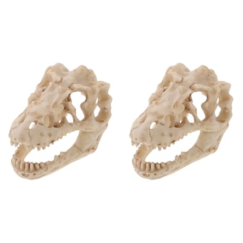 Mobestech 2 Stück Harz Reptil Dinosaurier Schädel Modell Halloween Spinne Schädel Ornament Dinosaurier Kostüm Tier Halloween Mini Skelett Maske Dinosaurier Modell Anatomie Kiefer Schädel von Mobestech