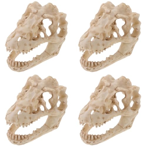 Mobestech 4 Stück Harz Reptil Dinosaurier Modell Totenköpfe Kostüm Halloween Skelett Halloween Mini Skelett Hund Dinosaurier Party Maske Dinosaurier Menschliches von Mobestech